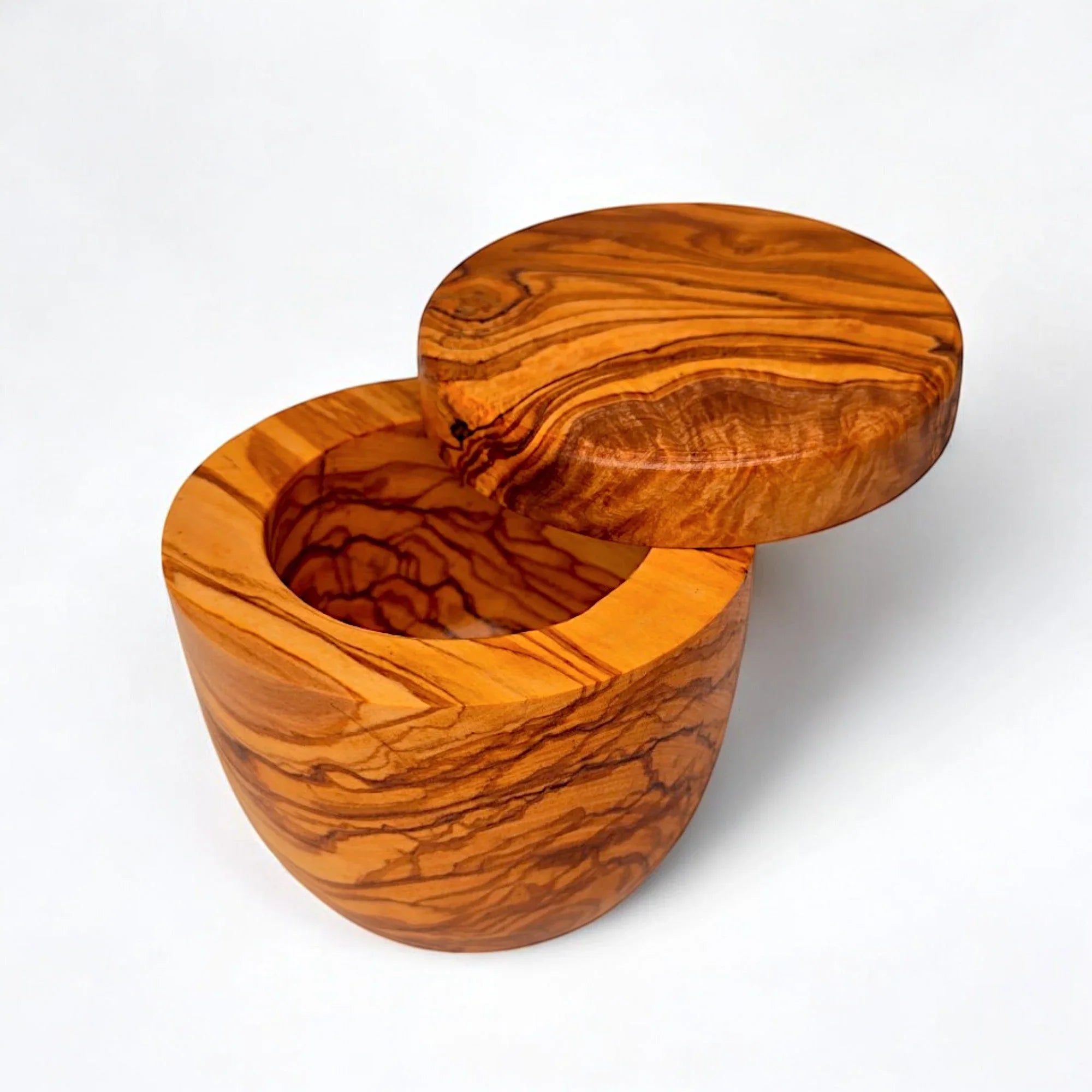 Olive wood salt sugar jar 10 – handcrafted, natural design