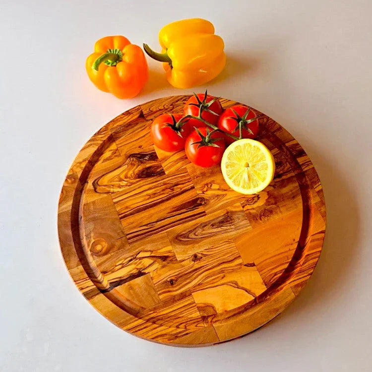 Olive wood round end grain – handcrafted and natural design