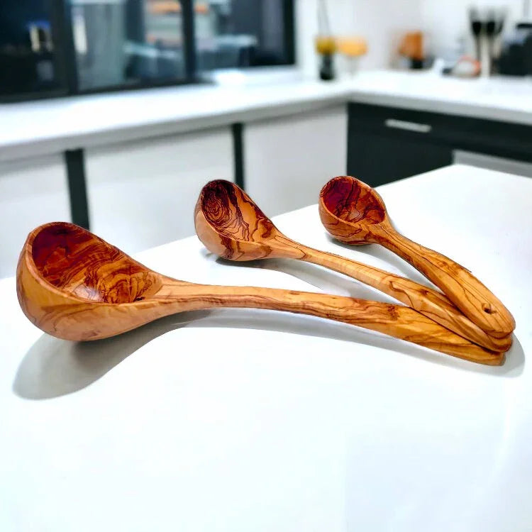 Olive wood wooden ladle, soup server, – handcrafted, natural design