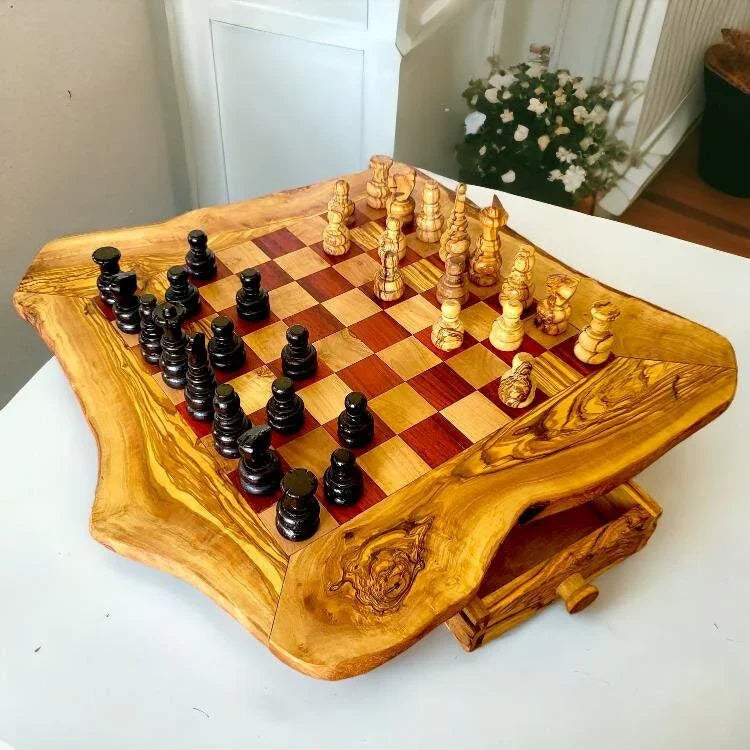 Olive wood wooden handcrafted chess board – handcrafted, natural design