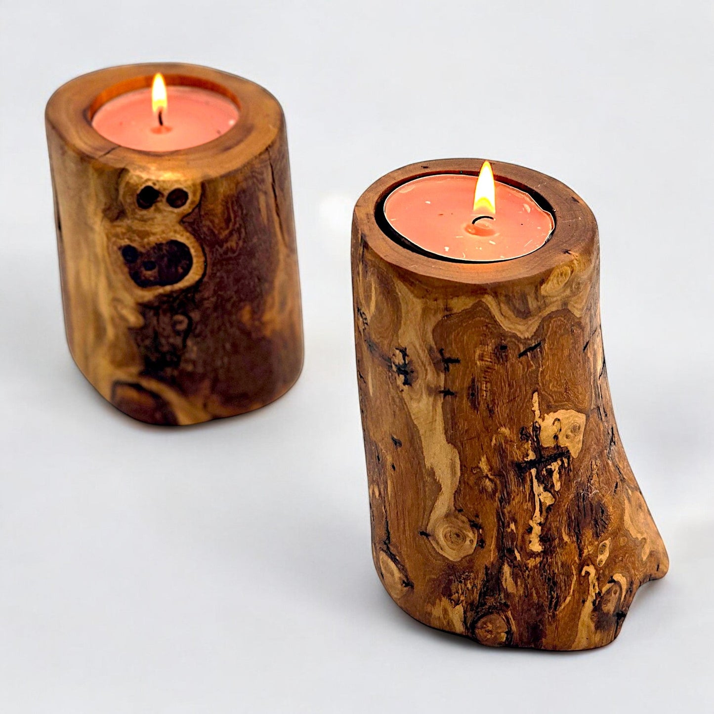 Natural Olive Wood Tealight Candle Holder