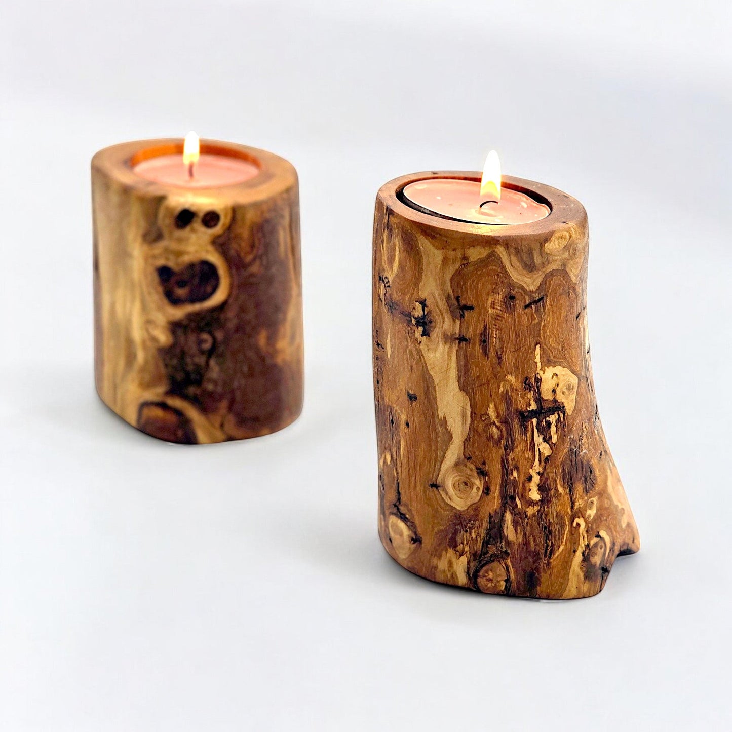 Natural Olive Wood Tealight Candle Holder