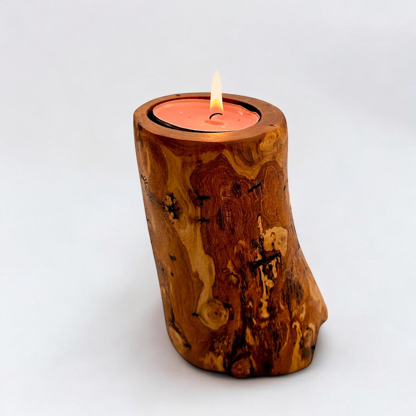 Natural Olive Wood Tealight Candle Holder