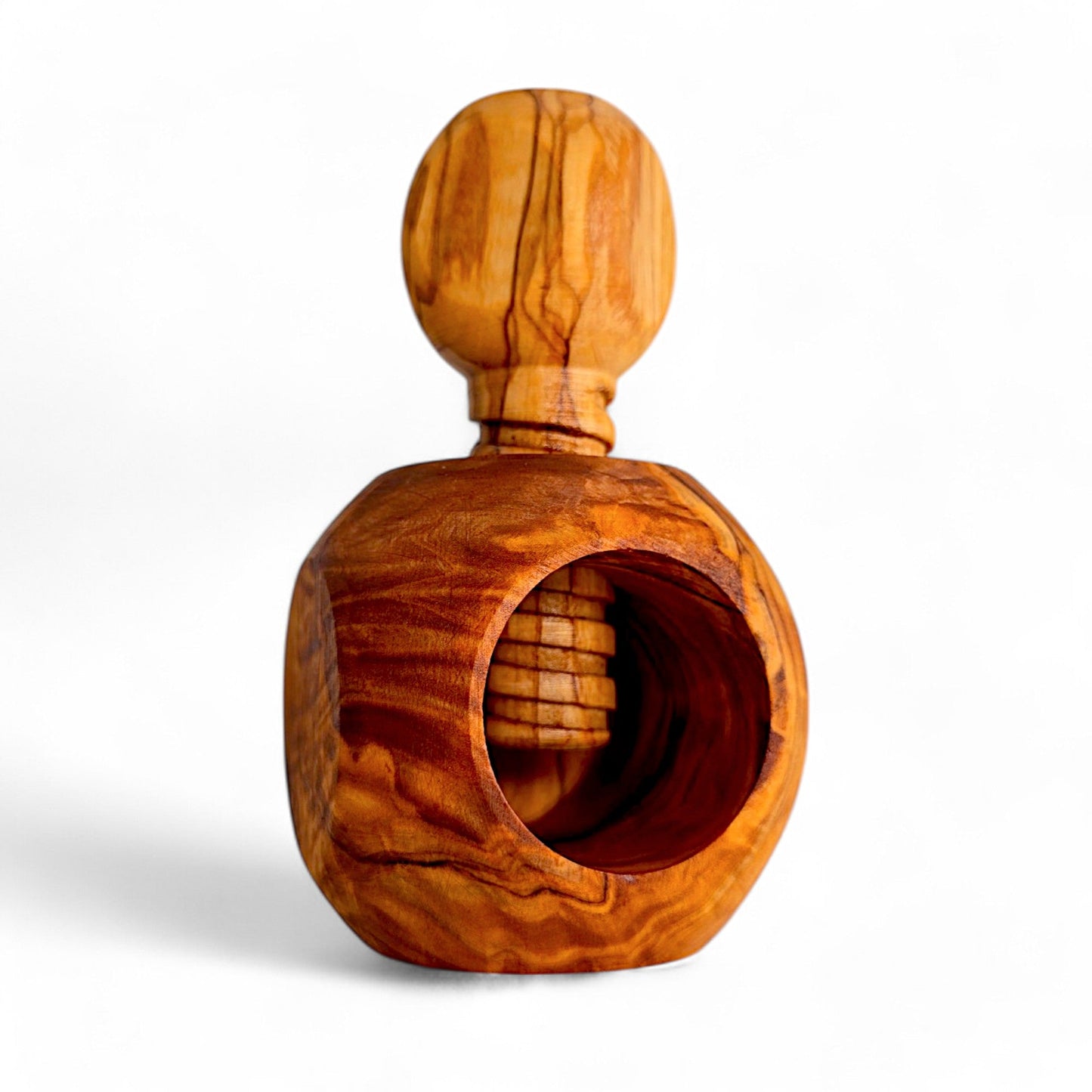 Olive Wood Apple Shape Nutcracker 12 cm