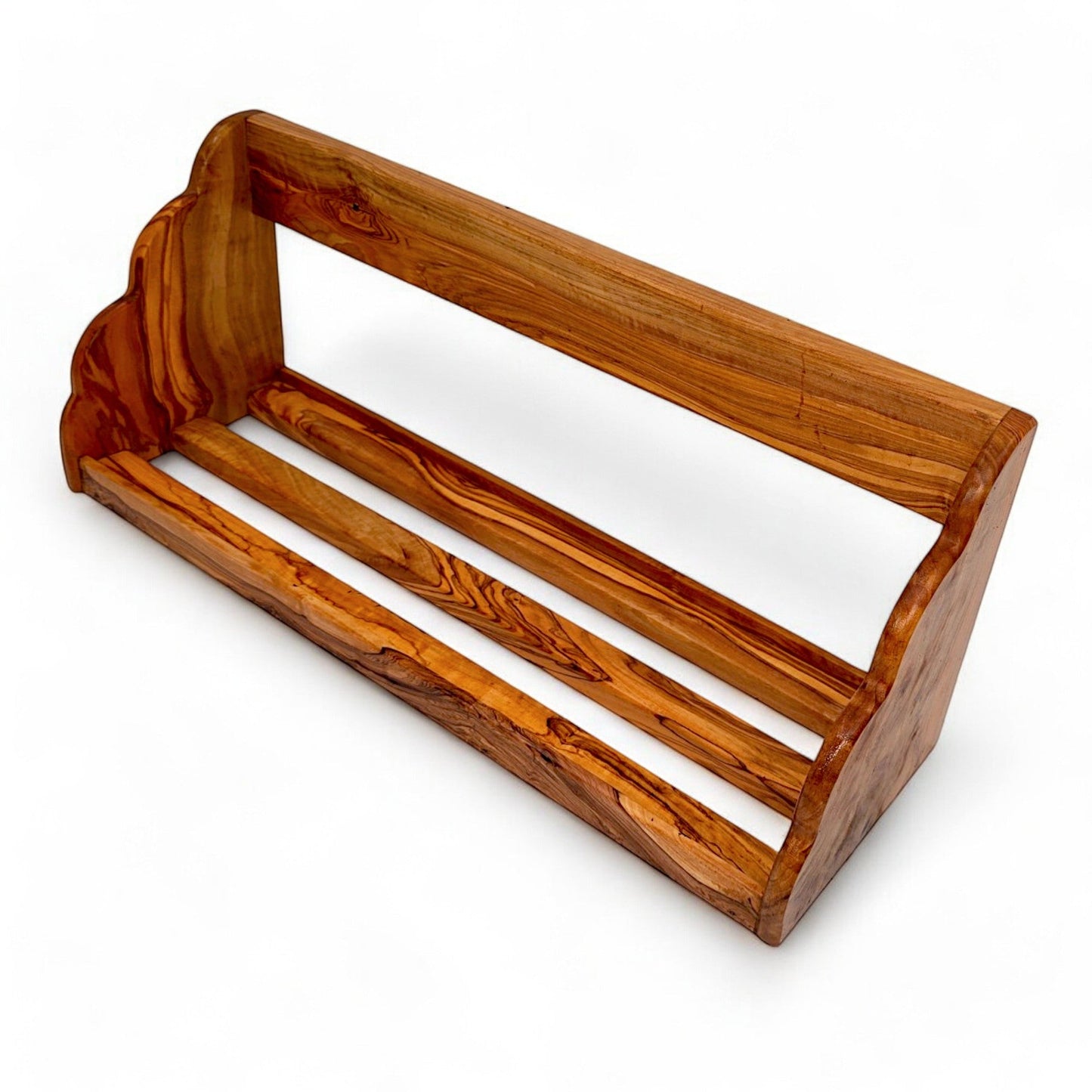 Olive Wood Wooden Spice Rack With 3 Containers & Lids