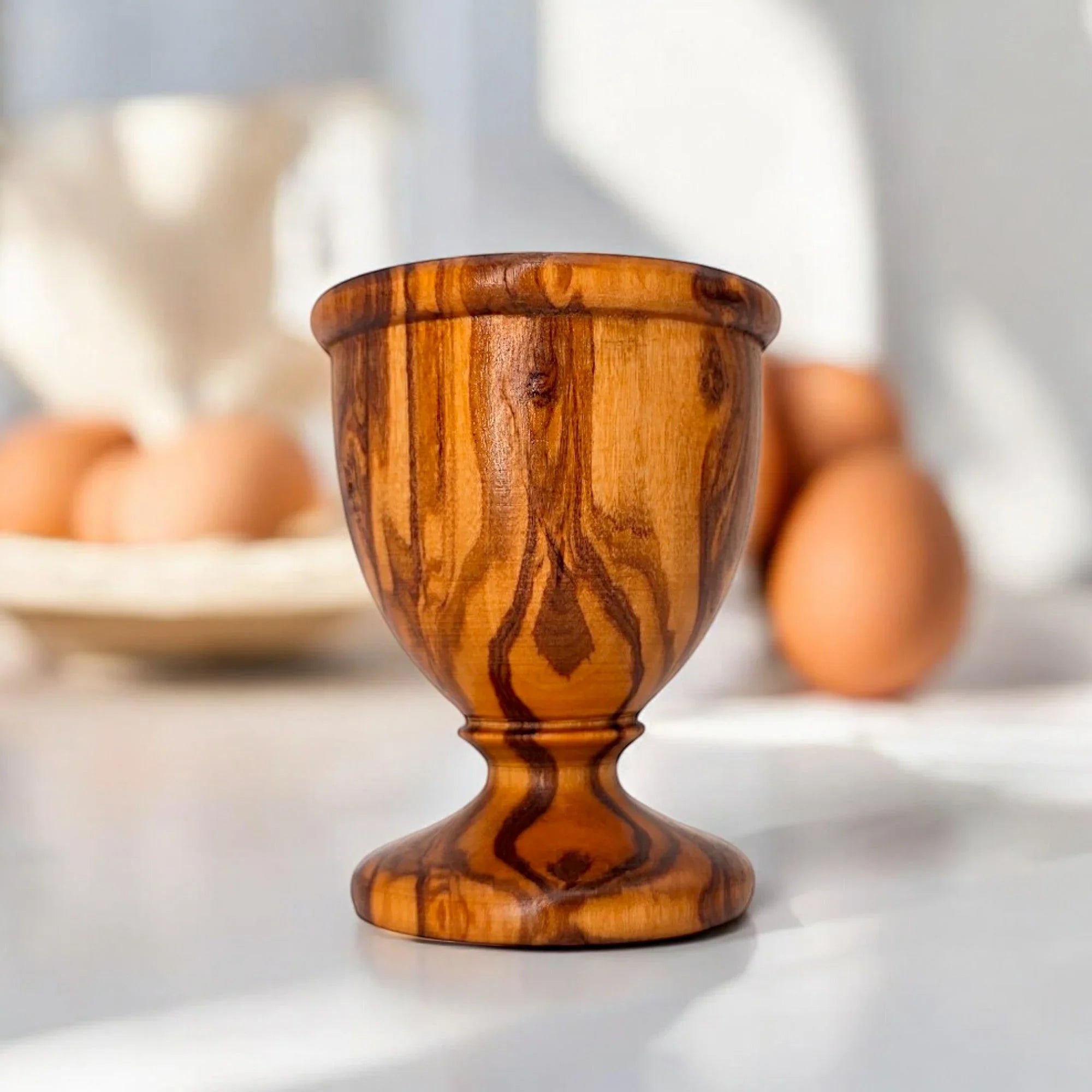 Olive wood egg cup, decor, table – handcrafted, natural design
