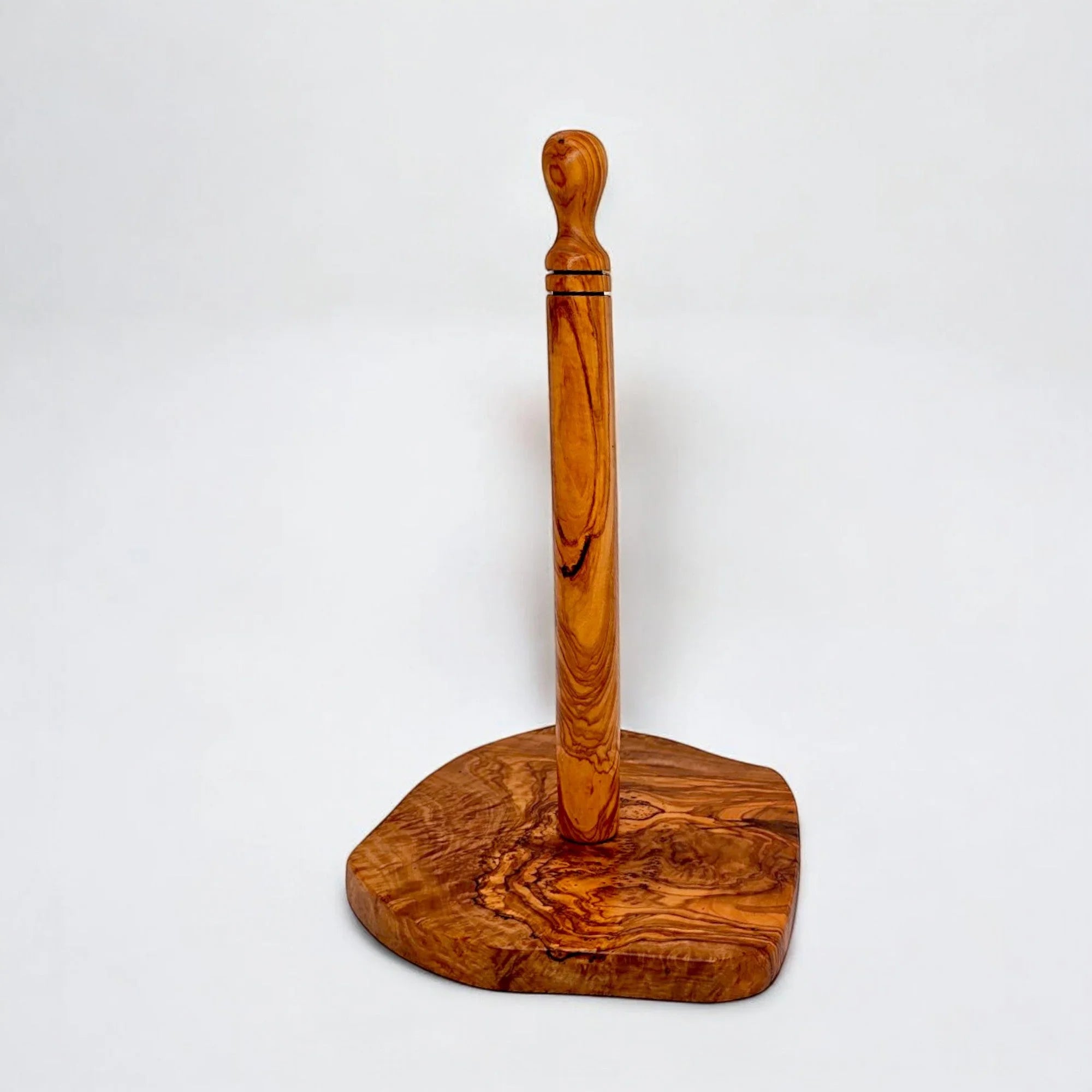 Olive wood kitchen paper roll holder – handcrafted, natural design