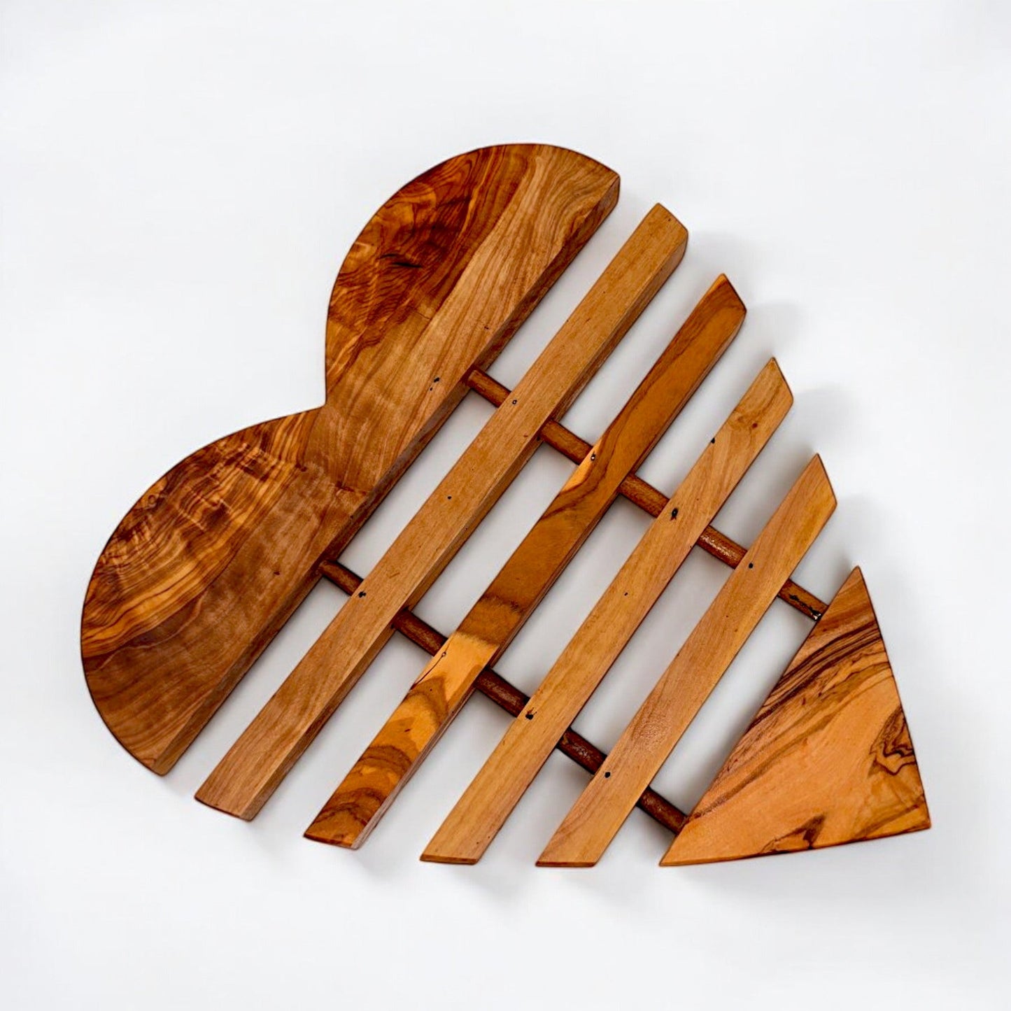 Wooden trivet, Olive Wood Heart Pan Coaster 22 cm, kitchen accessories, restaurant, handmade, decor, gift