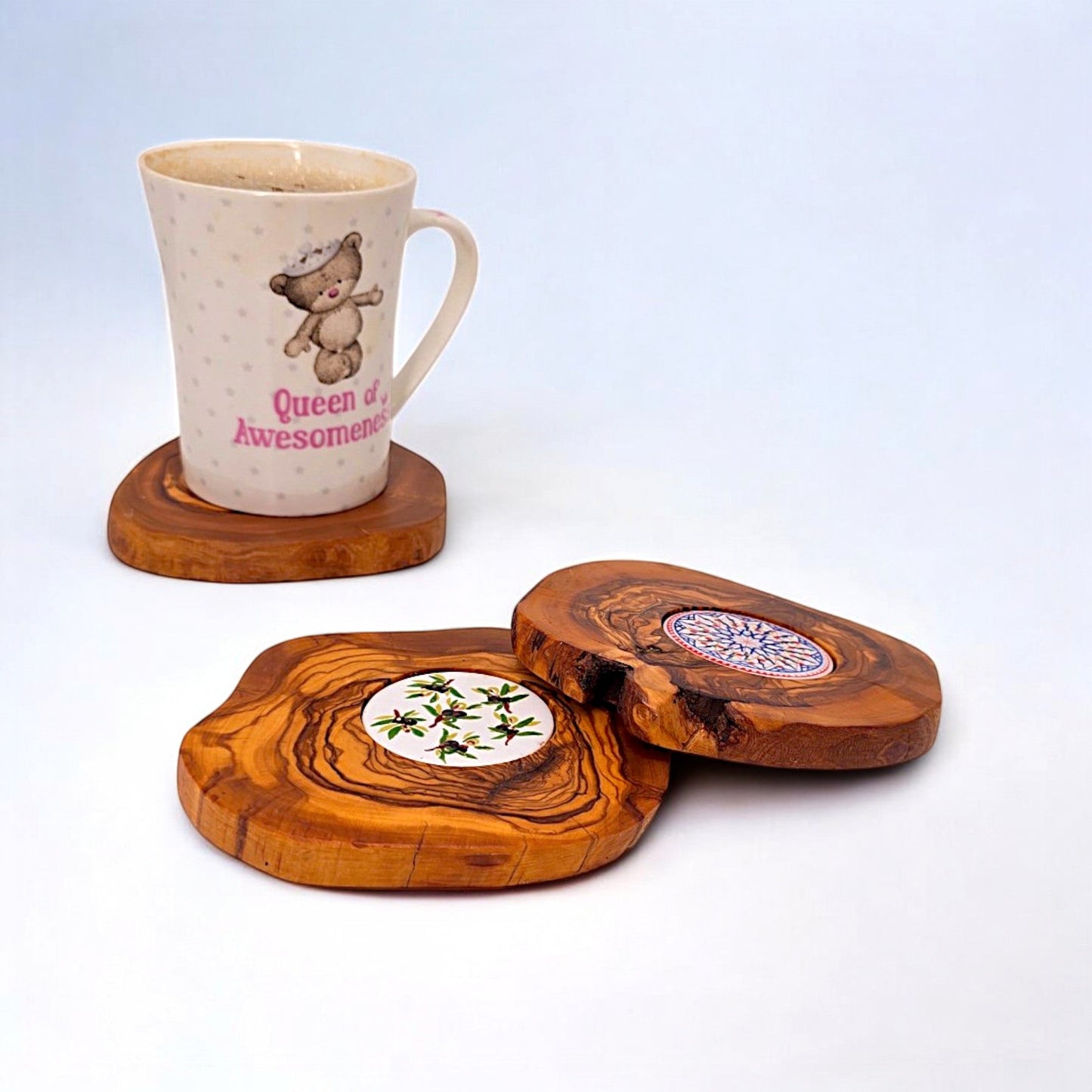 Olive Wood Rustic Ceramic Coaster