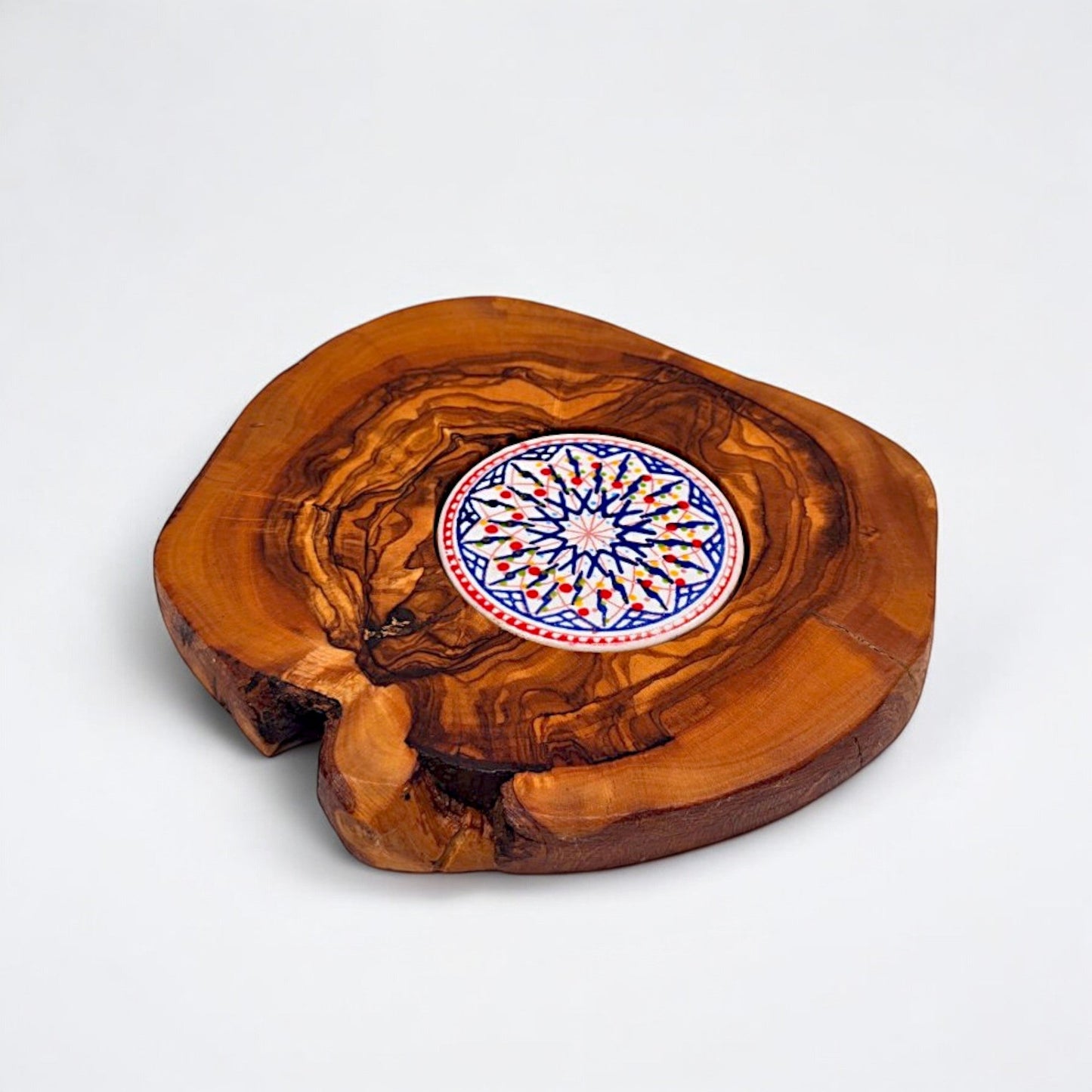 Olive Wood Rustic Ceramic Coaster