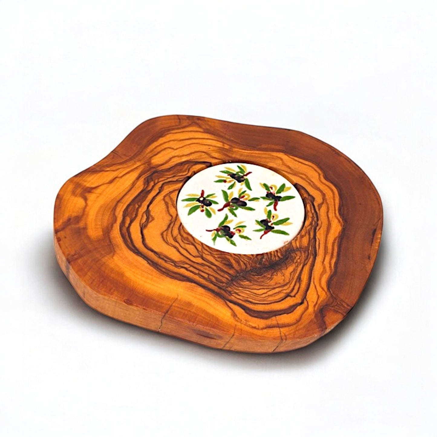 Olive Wood Rustic Ceramic Coaster