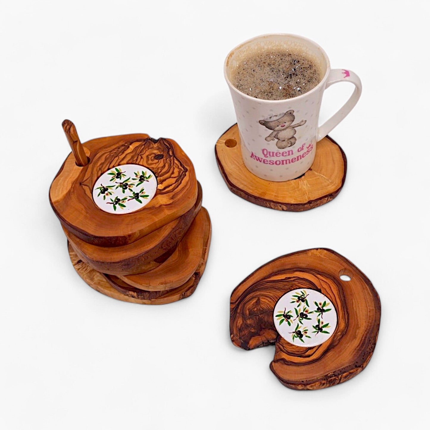 Ceramic coaster Set of 6 with Holder