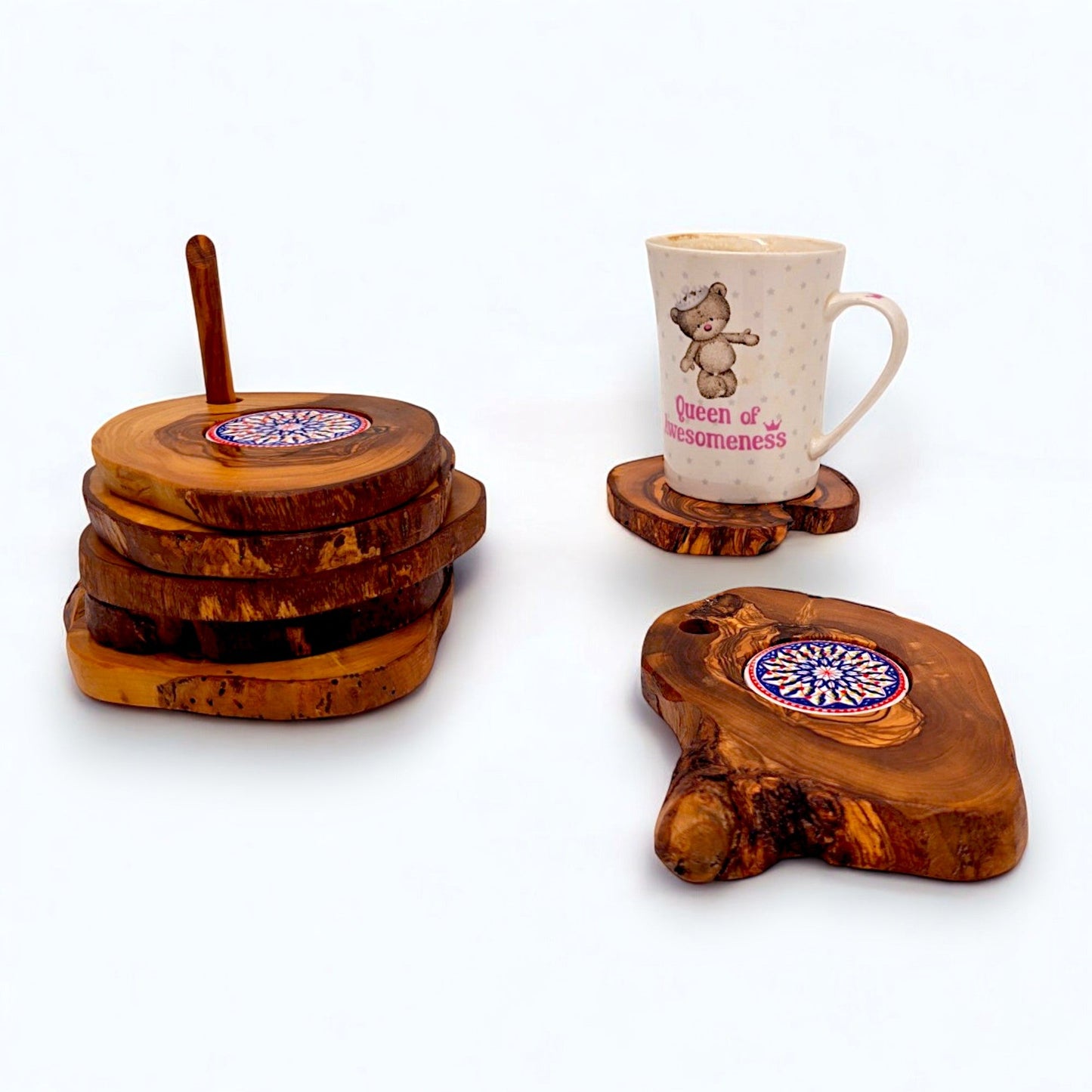 Ceramic coaster Set of 6 with Holder