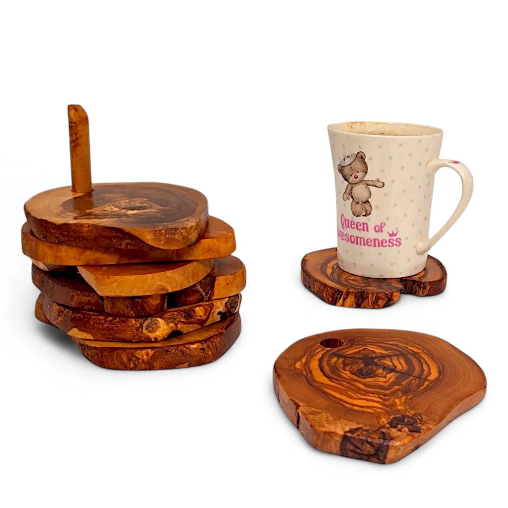 Olive wood rustic coaster set of – handcrafted, natural design