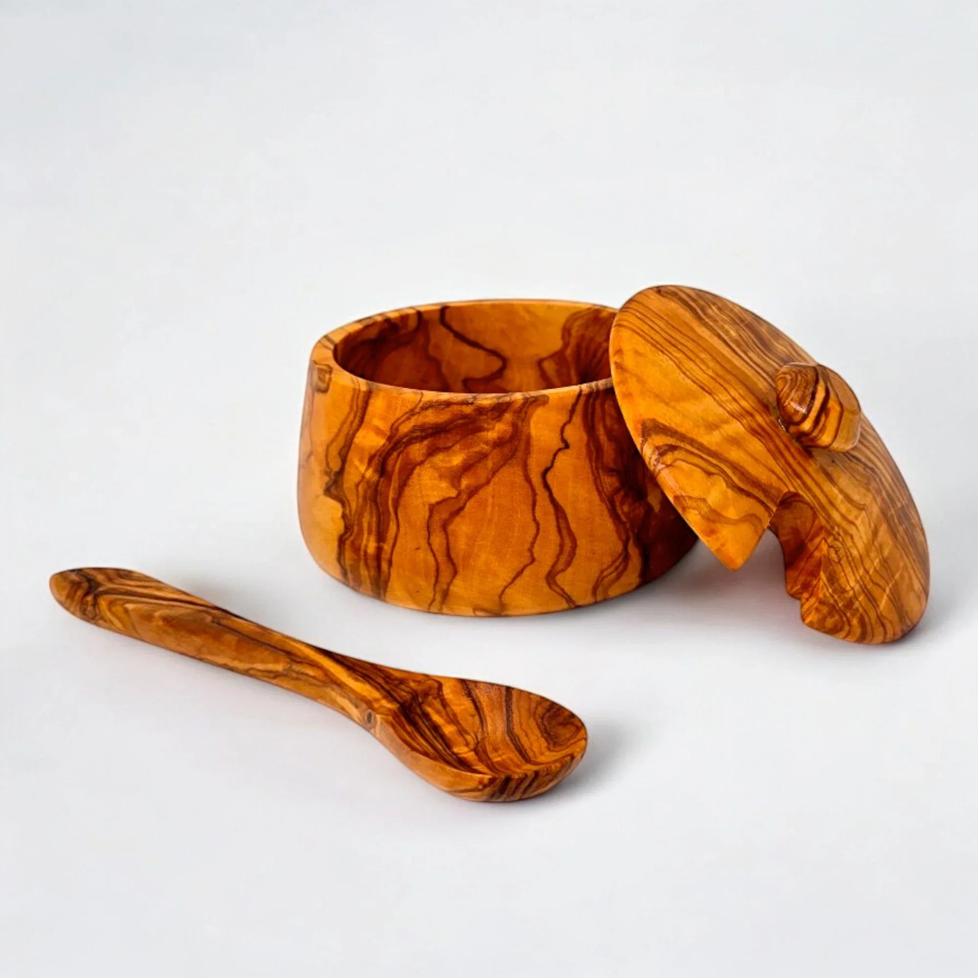 Olive wood handcrafted tea coffee sugar – handcrafted, natural design