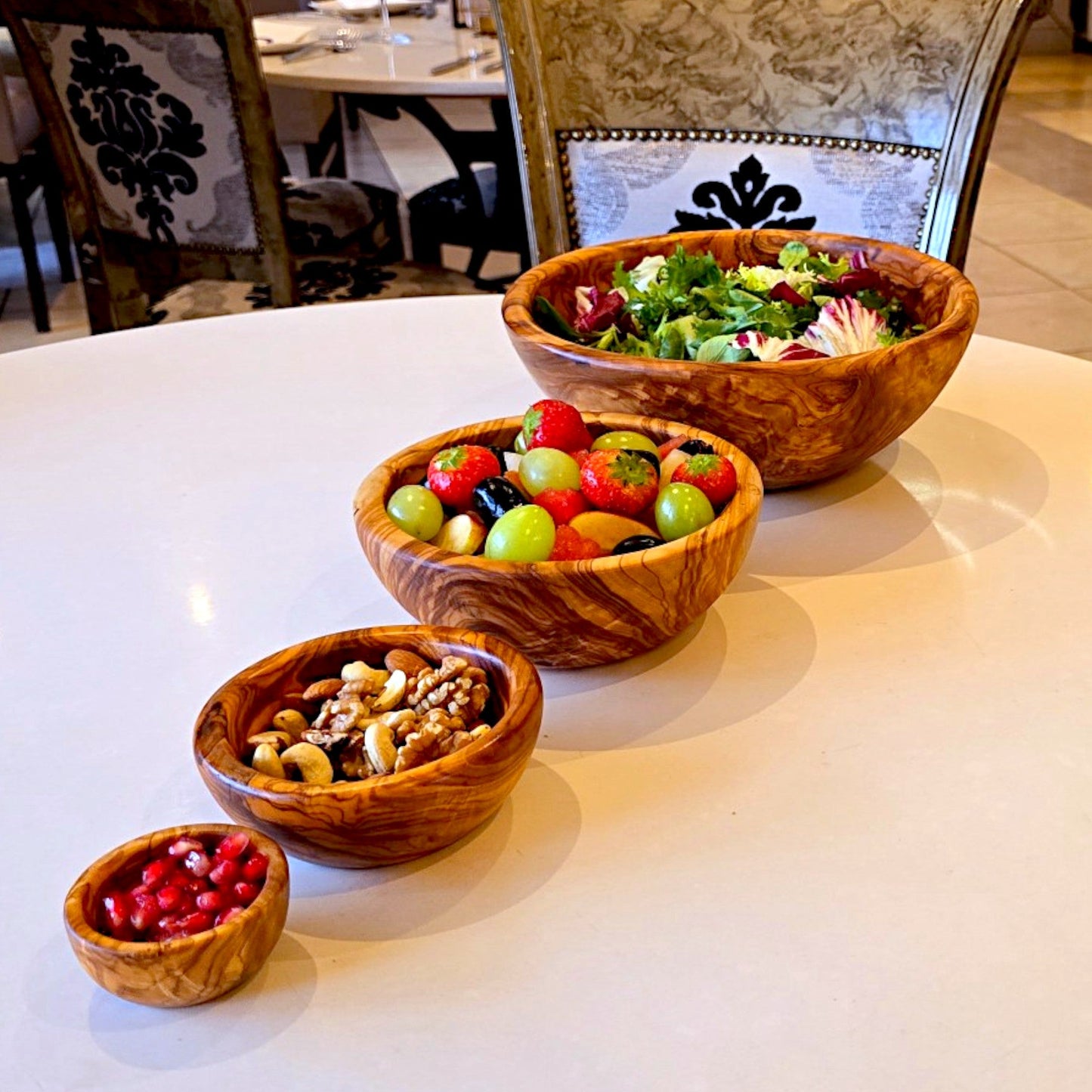 Olive Wood Small Handcrafted Wooden Bowl | Great for Sides, Cereal, Condiments, Spices | Various Sizes