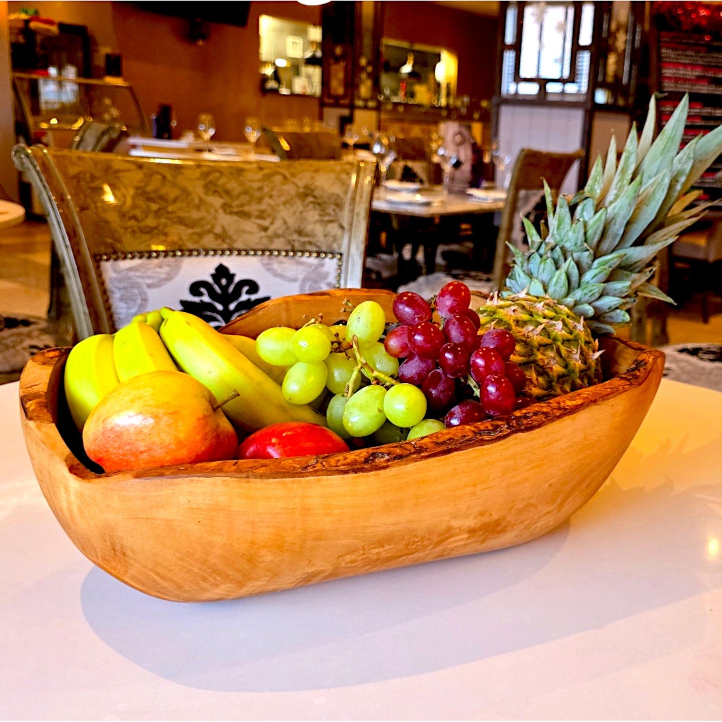 Olive Wood Wooden Fruit Bowl | Irregular Natural Rustic Shape