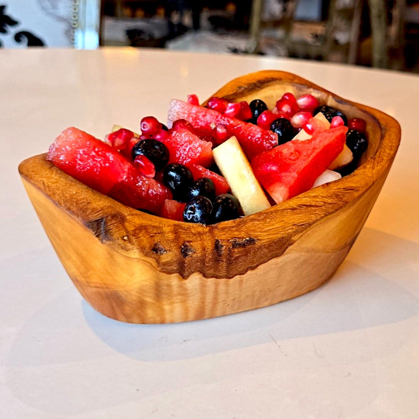 Olive Wood Rustic Hand Carved Bowl 18 cm, rustic bowl, salad bowl, fruit bowl, handmade, gift