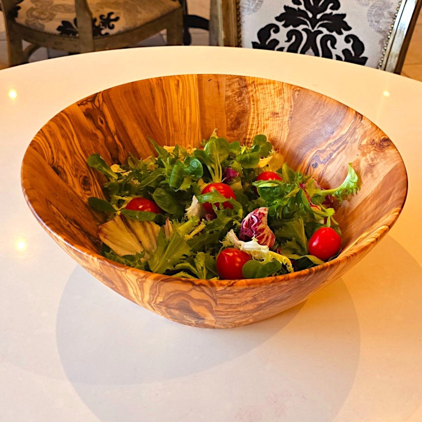 Olive Wood Large Handcrafted End Grain Centre Piece Wooden Salad Bowl