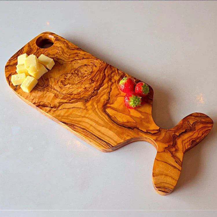 Fish shaped olive wood serving – handcrafted and natural design