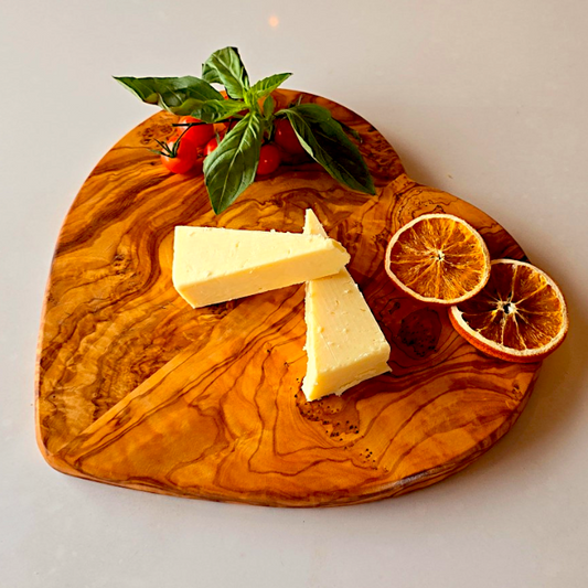 Olive Wood Handcrafted Heart Shaped Charcuterie Wooden Chopping/Cutting/Cheese Serving Board