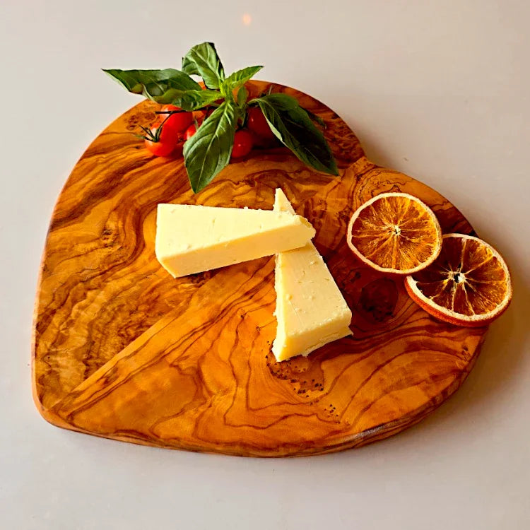 Olive wood handcrafted heart shaped charcuterie – handcrafted, natural design
