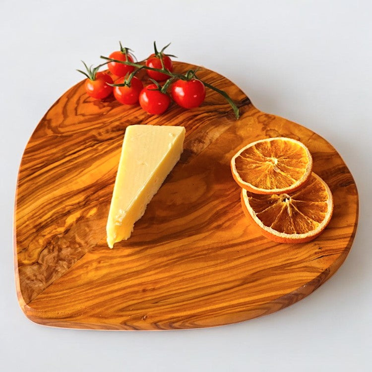 Olive Wood Handcrafted Heart Shaped Charcuterie Wooden Chopping/Cutting/Cheese Serving Board