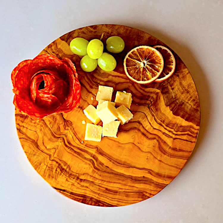 Round Circular End Grain Handcrafted Scratch Resistant Olive Wood Wooden Charcuterie Cutting/Chopping/Cheese Board | Various Sizes |