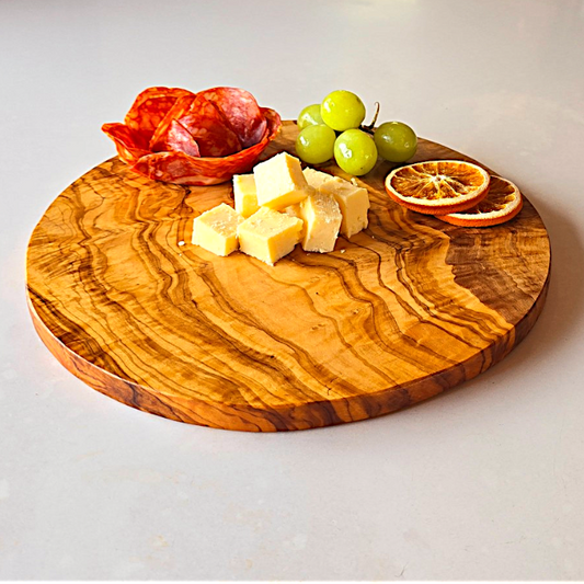 Round Circular End Grain Handcrafted Scratch Resistant Olive Wood Wooden Charcuterie Cutting/Chopping/Cheese Board | Various Sizes |