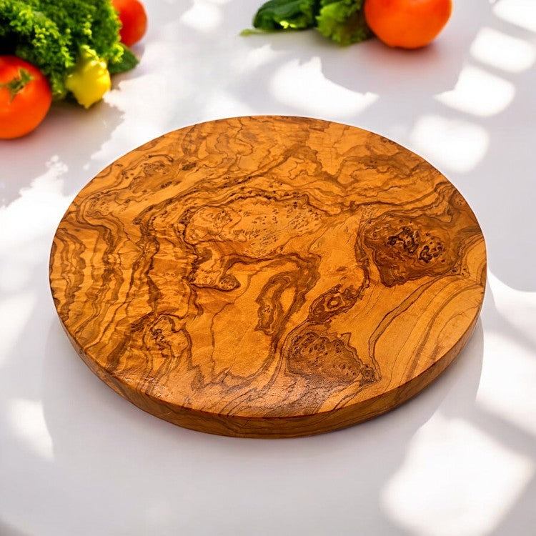 Round Circular End Grain Handcrafted Scratch Resistant Olive Wood Wooden Charcuterie Cutting/Chopping/Cheese Board | Various Sizes |