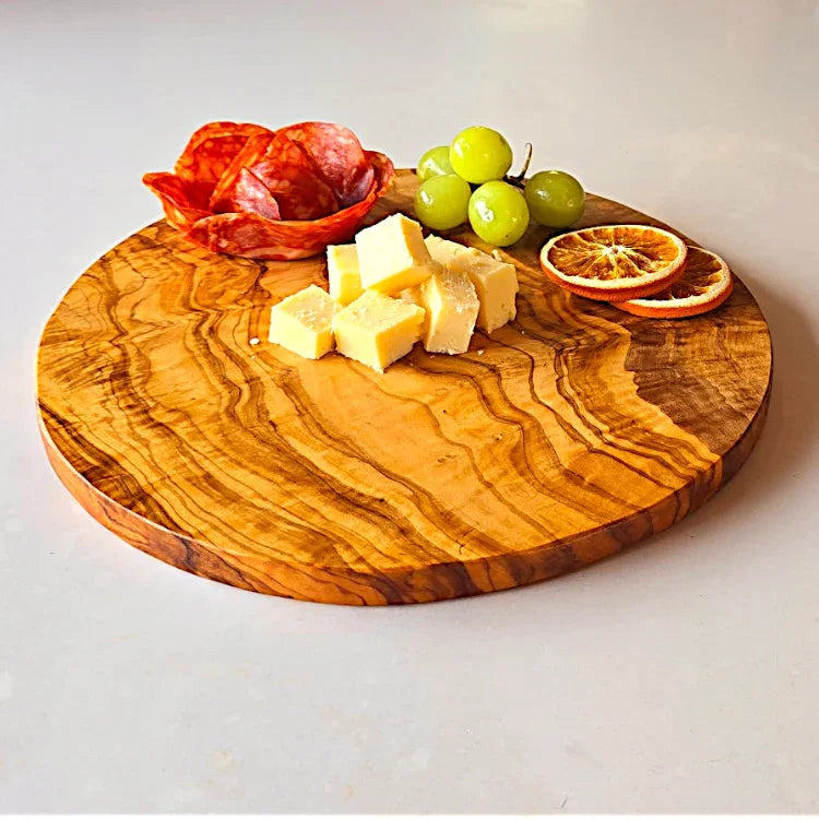 Olive wood round circular end grain – handcrafted, natural design