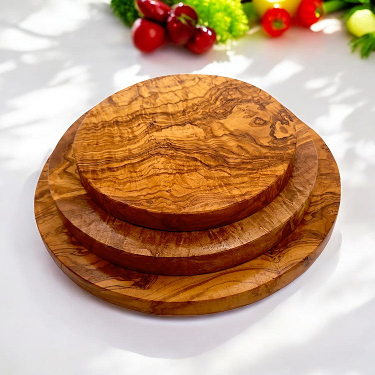 Olive Wood Round Circular Shaped Cutting Board - 20 to 40 cm