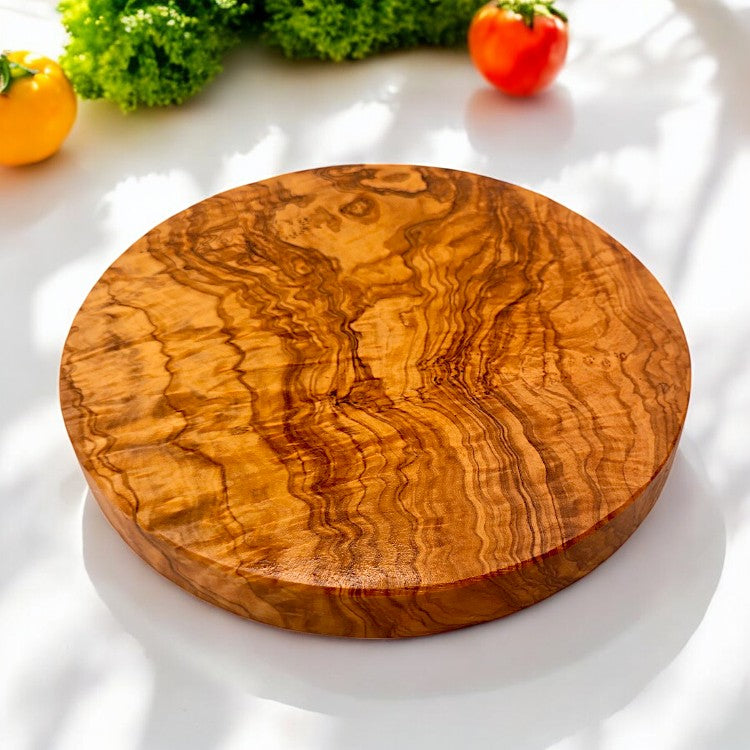 Round Circular End Grain Handcrafted Scratch Resistant Olive Wood Wooden Charcuterie Cutting/Chopping/Cheese Board | Various Sizes |