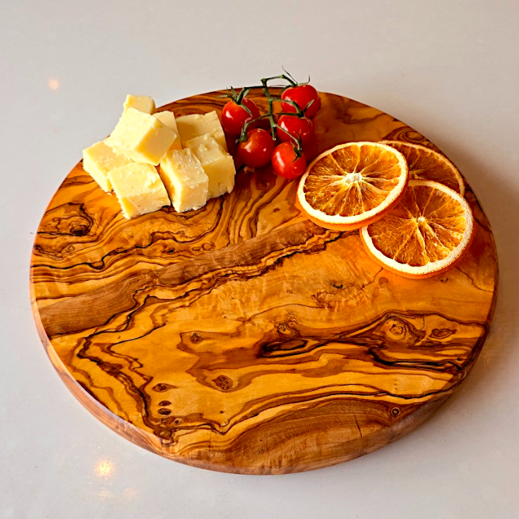 Round Circular End Grain Handcrafted Scratch Resistant Olive Wood Wooden Charcuterie Cutting/Chopping/Cheese Board | Various Sizes |