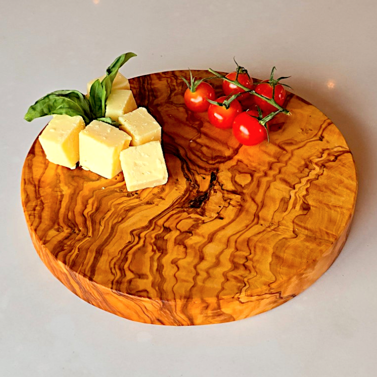 Round Circular End Grain Handcrafted Scratch Resistant Olive Wood Wooden Charcuterie Cutting/Chopping/Cheese Board | Various Sizes |