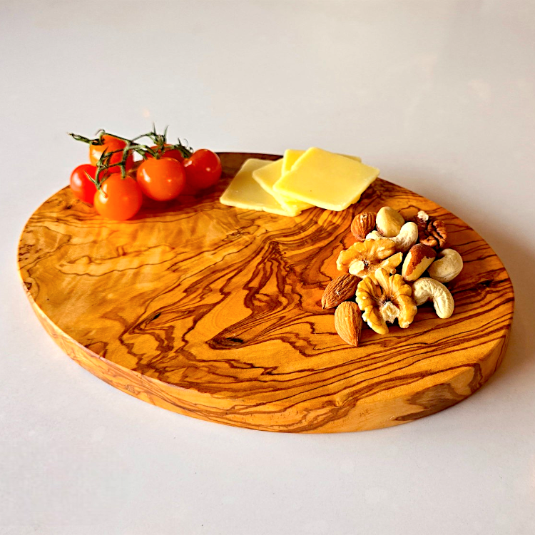 Olive Wood Round Wooden Chopping/Cutting/Charcuterie/Cheese Board Serving Platter | Various Sizes