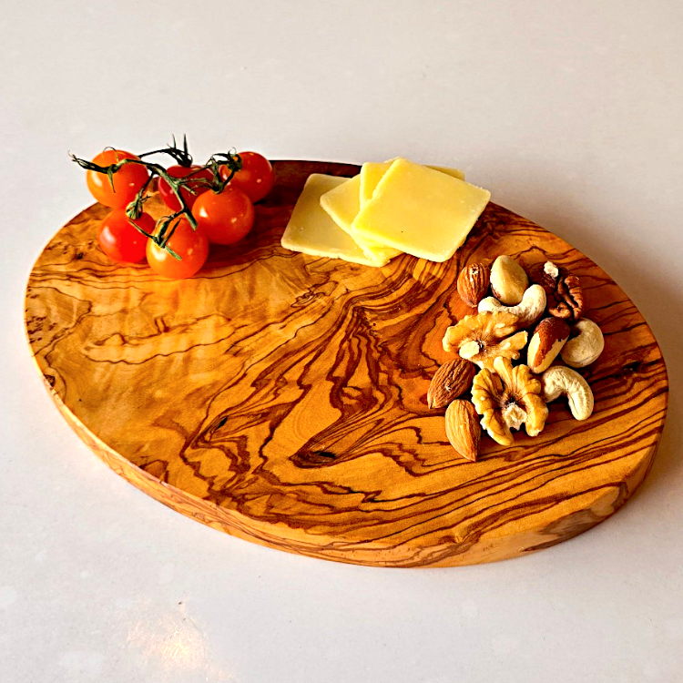 Olive Wood Round Wooden Chopping/Cutting/Charcuterie/Cheese Board Serving Platter | Various Sizes