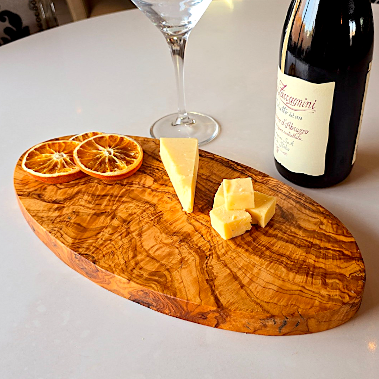 Olive Wood Round Wooden Chopping/Cutting/Charcuterie/Cheese Board Serving Platter | Various Sizes