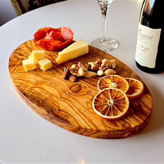 Olive Wood Round Wooden Chopping/Cutting/Charcuterie/Cheese Board Serving Platter | Various Sizes