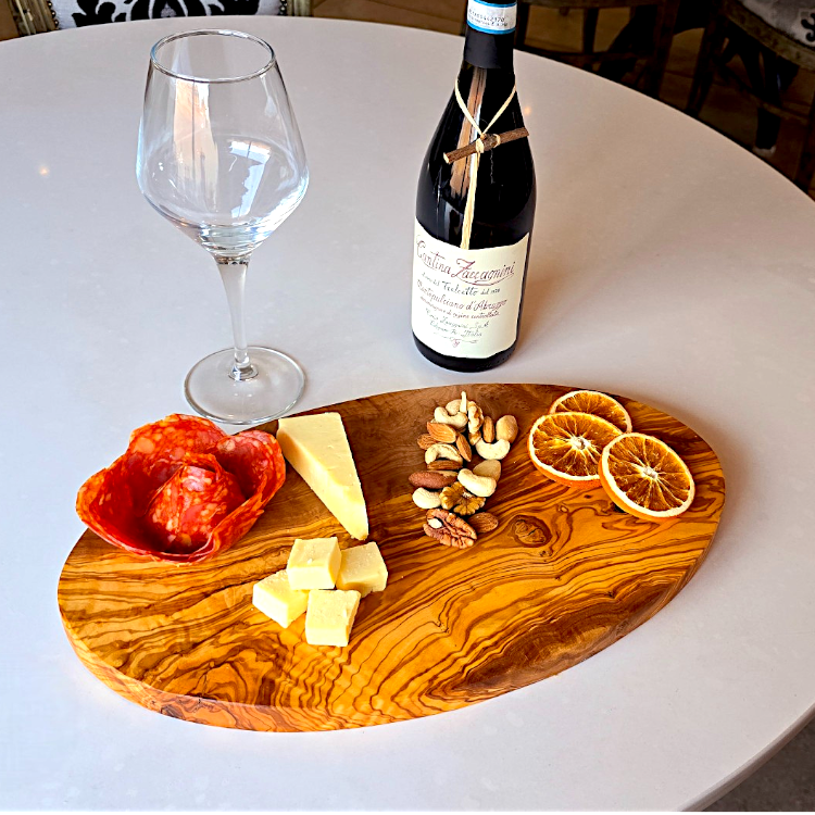 Olive Wood Round Wooden Chopping/Cutting/Charcuterie/Cheese Board Serving Platter | Various Sizes