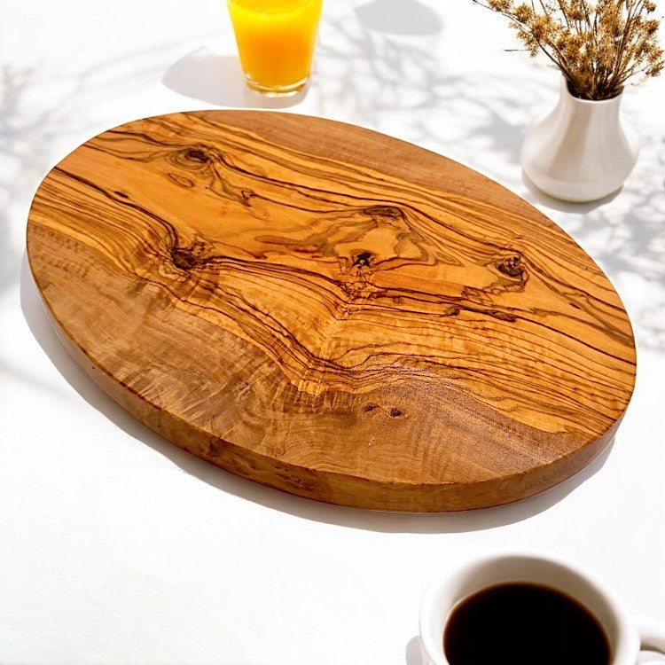 Olive Wood Round Wooden Chopping/Cutting/Charcuterie/Cheese Board Serving Platter | Various Sizes