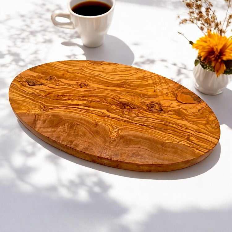 Olive Wood Round Wooden Chopping/Cutting/Charcuterie/Cheese Board Serving Platter | Various Sizes