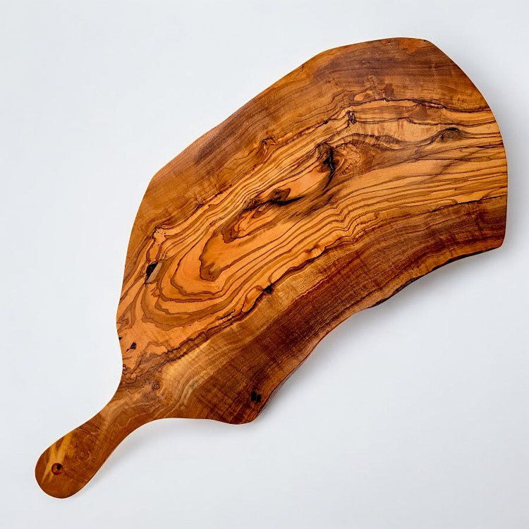 Olive Wood Irregular Shaped Handcrafted Wooden Charcuterie Cutting/Chopping Board with Handle