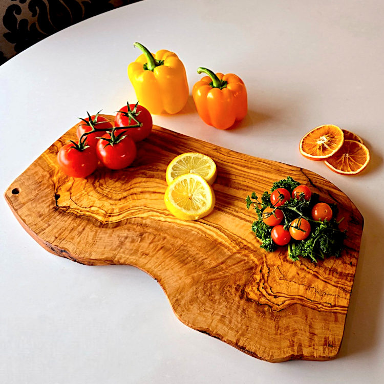 Olive Wood Solid Hand Crafted Irregular Shaped Cheese Chopping/Cutting Board