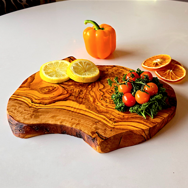 Olive Wood Solid Hand Crafted Irregular Shaped Cheese Chopping/Cutting Board