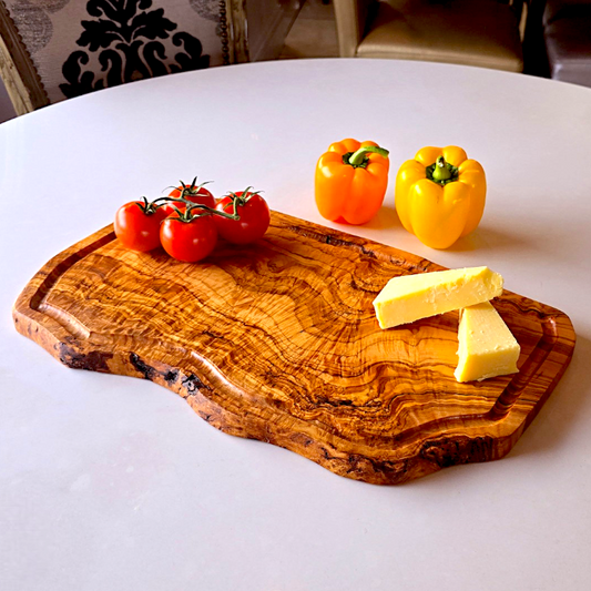 Large Olive Wood Chopping Board With Groove Irregular Shaped Cutting/Charcuterie/Cheese/Meat/Serving Board | Various Sizes