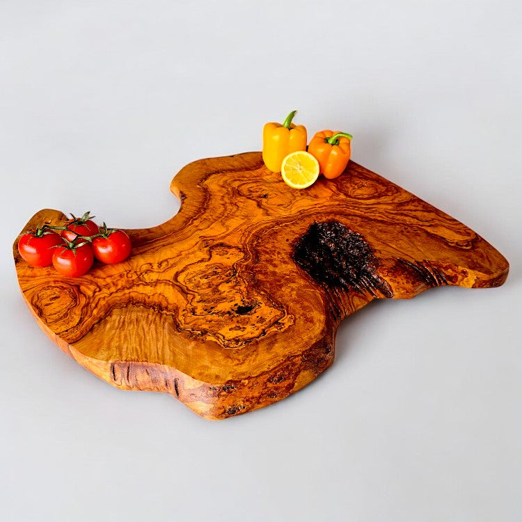 Olive Wood Large Solid Irregular Shaped Rustic Handcrafted Wooden Charcuterie Cheese Presentation Board | Various Sizes