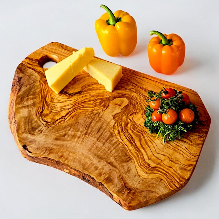 Olive Wood Handcrafted Irregular Shaped Charcuterie Wooden Cutting/Chopping Board with Hole