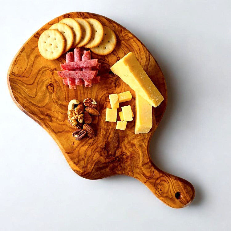 Olive Wood Charcuterie Handcrafted Small Cutting/Chopping Board W/ Handle