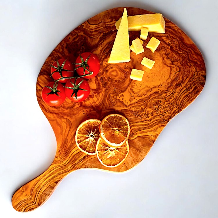 Olive Wood Medium Cutting Board with Handle 39 cm